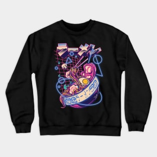 Retro Ramen - Retrowave Ramen With Geometric Neon elements, Cute Ramen Bowl - Kawaii ラーメン Cyberpunk Vaporwave synth 80s 90s digital gaming style Crewneck Sweatshirt